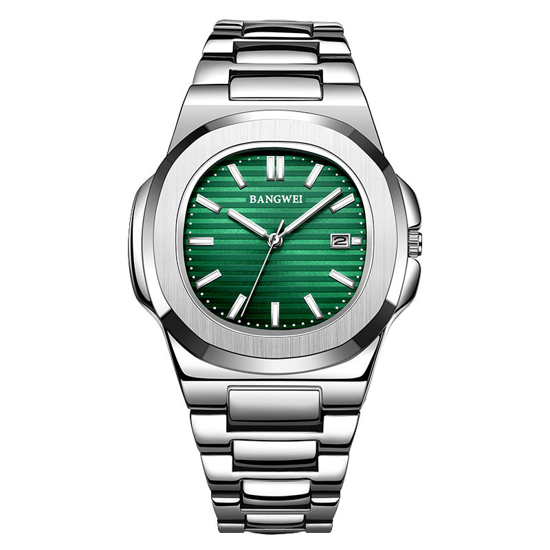 Mens Stylish Luminous Water-Resistant Watch With A Steel Band