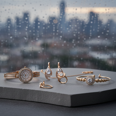 The Midnight Elegance Gold-Tone Jewelry &amp; Timepiece Collection