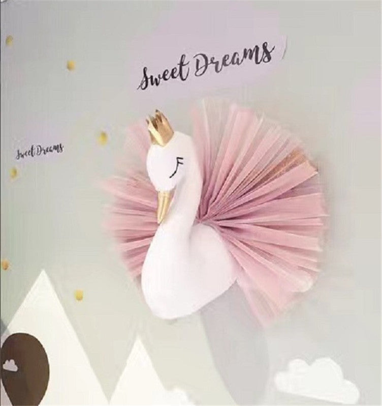 Nordic White Pink Crown Swan Wall Hanging Wall Decoration