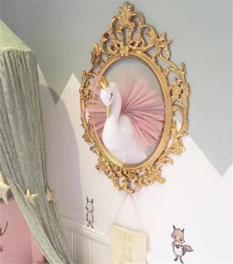 Nordic White Pink Crown Swan Wall Hanging Wall Decoration