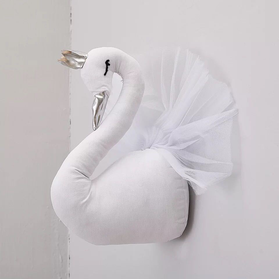 Nordic White Pink Crown Swan Wall Hanging Wall Decoration