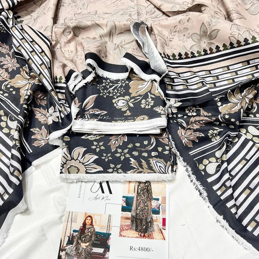 3 Pcs Women's Unstitched Printed Suit