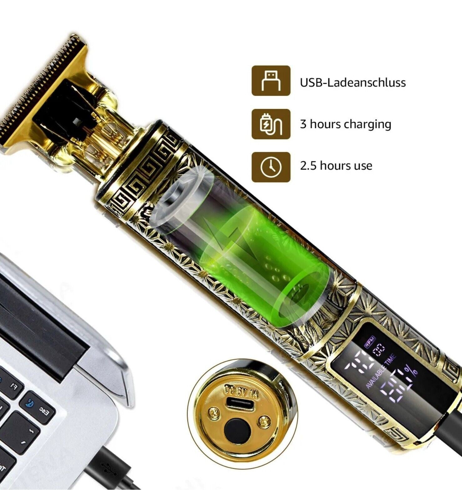 Beard Trimmer Hair Clippers Cordless Hair Cutting Kit Barber Shaving Machine For Men USB Rechargeable 1 PCS