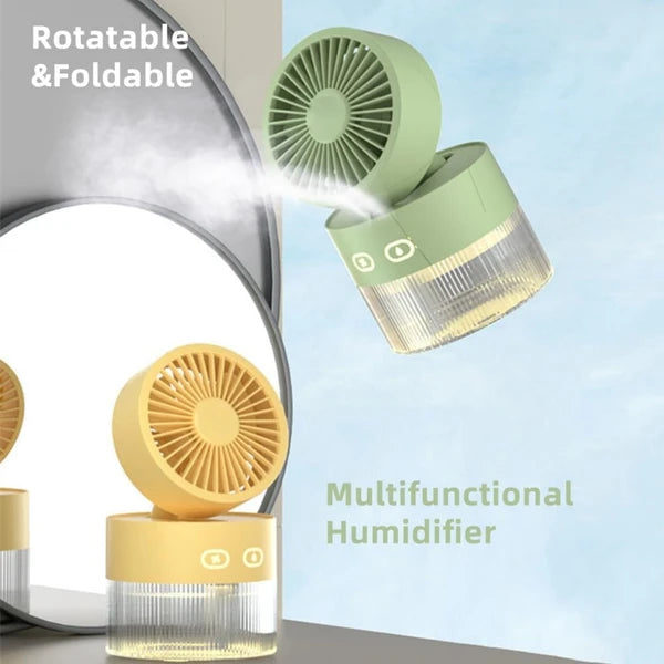 Rechargeable Makeup Misting Fan With 350mL Tank | Portable Cooling Desk Fan With 3 - Speed Mist Spray, Quiet Operation & Night Light | Outdoor/Travel/Bedroom Use, USB - C Rechargeable Mini Cooler