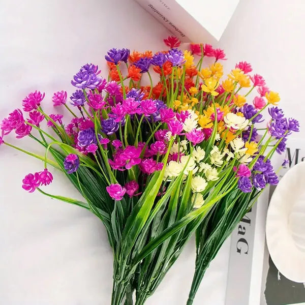 5 Bundles Artificial Flowers For Outdoor Faux Artificial Plants UV Resistant Plastic Flower Bulk Window Box Home Wedding Farmhouse