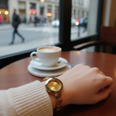 Ladies Waterproof Chain Watch | Golden Finish | Elegant Design | Durable & Stylish | Without Box