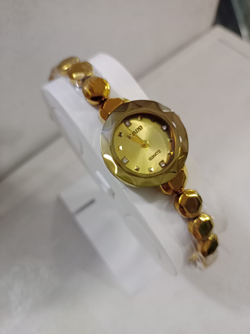 Ladies Waterproof Chain Watch | Golden Finish | Elegant Design | Durable & Stylish | Without Box