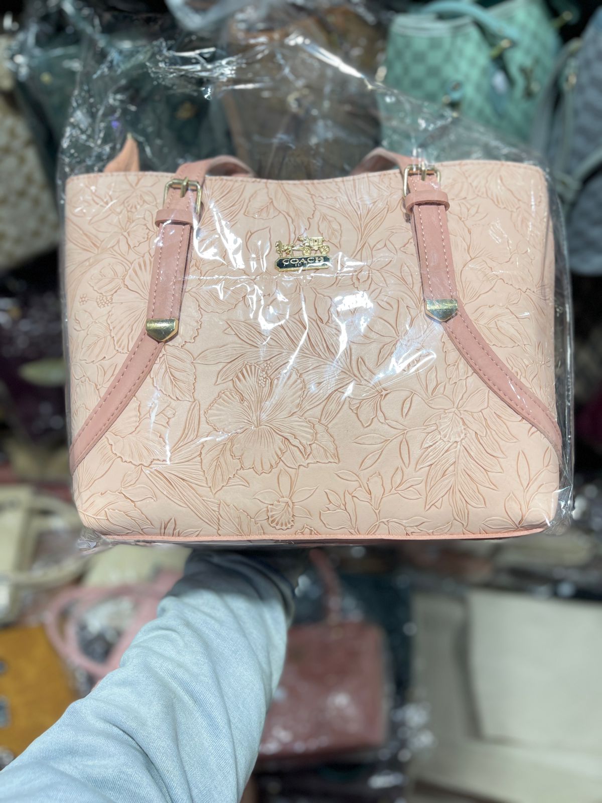 Luxury Embossed Floral Tote Bag - Premium Leather Handbag