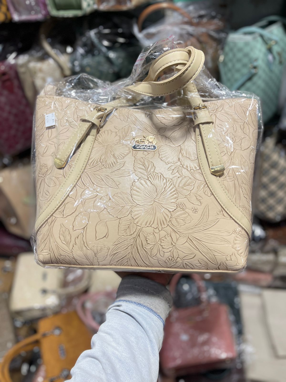 Luxury Embossed Floral Tote Bag - Premium Leather Handbag