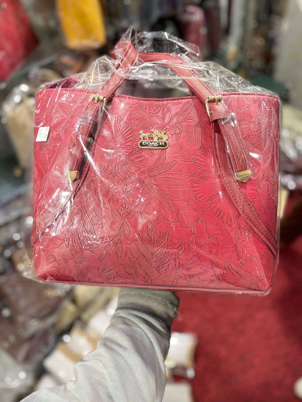 Luxury Embossed Floral Tote Bag - Premium Leather Handbag