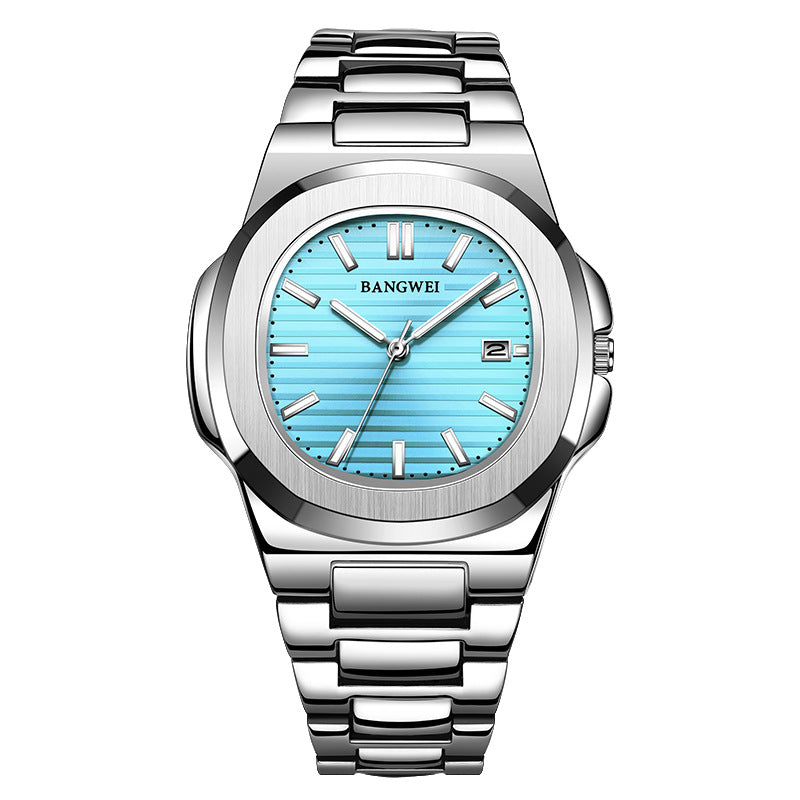 Mens Stylish Luminous Water-Resistant Watch With A Steel Band