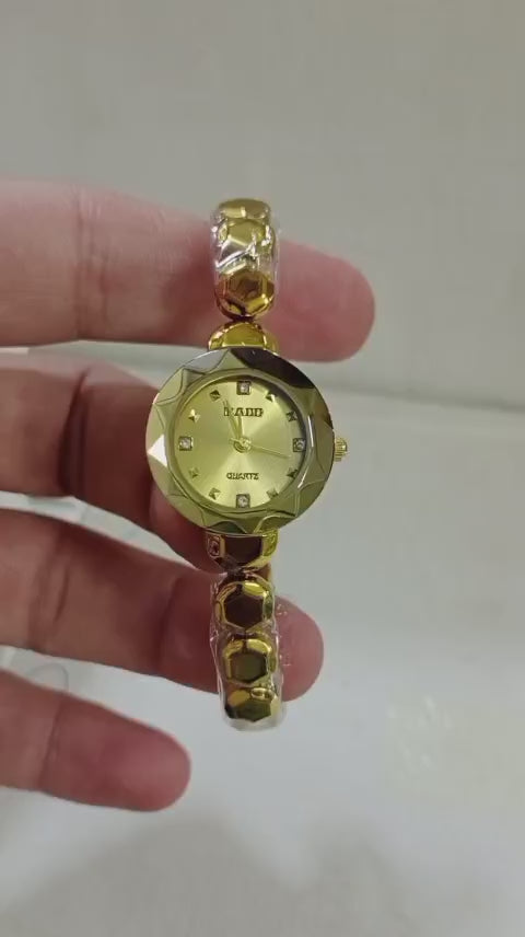 Ladies Waterproof Chain Watch | Golden Finish | Elegant Design | Durable & Stylish | Without Box